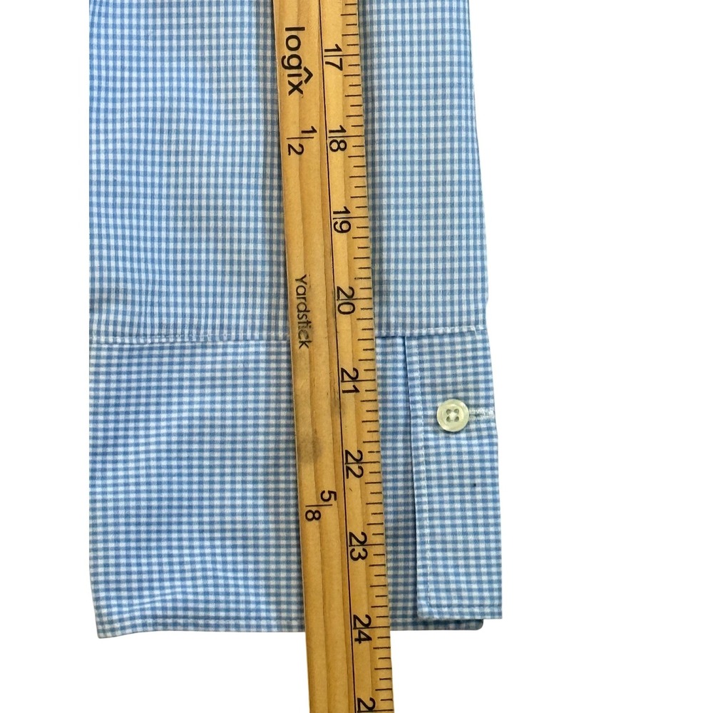 Brooks Brothers WM's 4 Light Blue Gingham Non-Iron 3/4 Sleeve Button Down Shirt - Picture 12 of 13